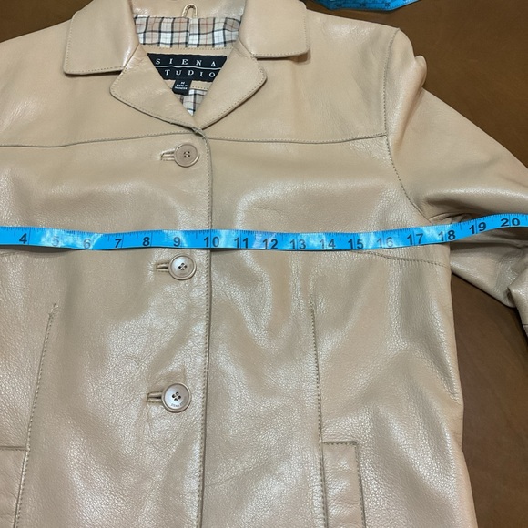 Siena Studio Womens Tan Leather Button Front Jacket Size Medium - Picture 10 of 15